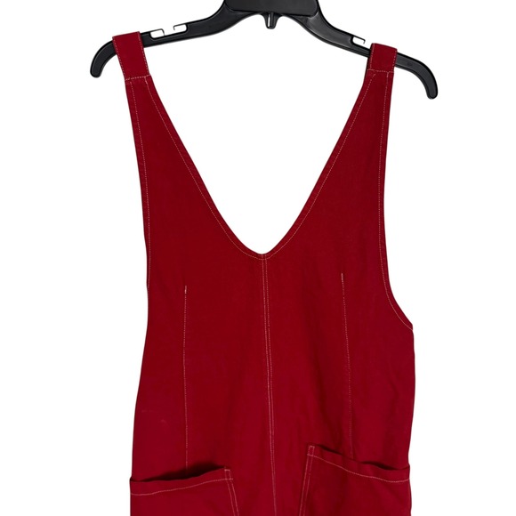We The Free Red High Roller Cotton Utility Overalls Jumpsuit XS - Picture 3 of 11